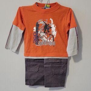 Orange Skating Graphic Kids Shirt